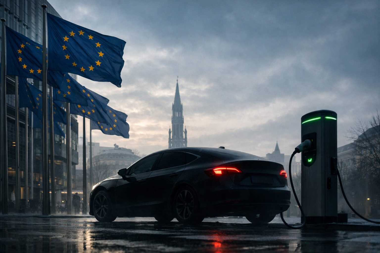 EU旗と電動車の未来